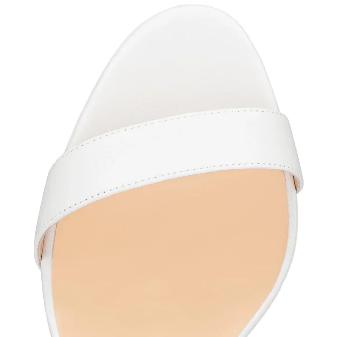 Loubi Queen – Sandalias de tiras de 100 mm – Piel napa – Bianco – Mujer