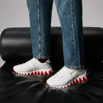 Loubishark – Zapatillas – Piel de becerro, neopreno y goma – Blanco – Hombre