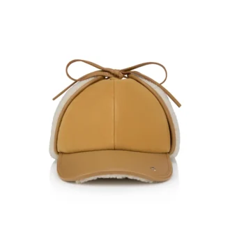 Loubiwood – Gorra – Piel de cordero napa y piel de oveja – Beige