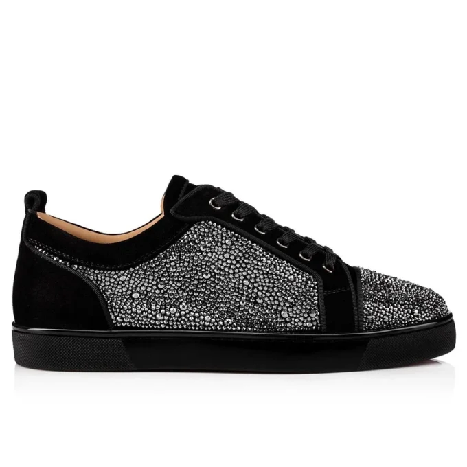 Louis Junior Strass – Zapatillas – Ante de becerro y strass – Negro – Hombre Louis Junior Strass – Zapatillas – Ante de becerro y strass – Negro – Hombre