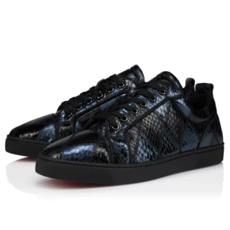 Louis Junior – Zapatillas – Piel de serpiente de agua en patchwork – Negro – Hombre
