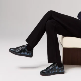 Louis Junior – Zapatillas – Piel de serpiente de agua en patchwork – Negro – Hombre