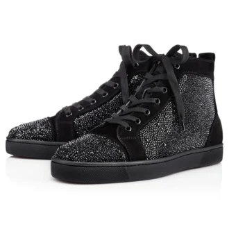 Louis Strass – Zapatillas – Ante de becerro y strass – Negro – Hombre