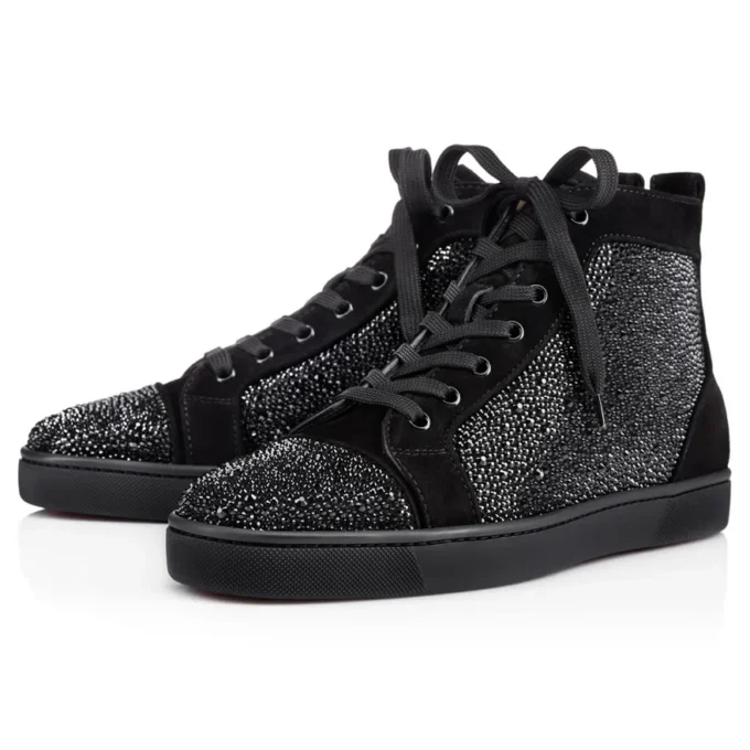 Louis Strass – Zapatillas – Ante de becerro y strass – Negro – Hombre