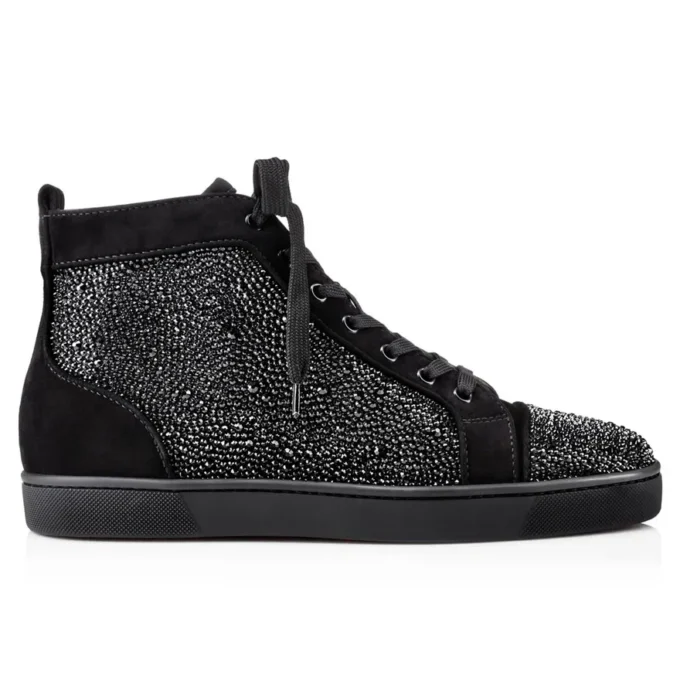 Louis Strass – Zapatillas – Ante de becerro y strass – Negro – Hombre