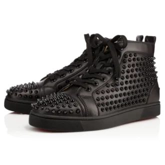 Louis – Zapatillas de caña alta – Piel de becerro y tachuelas – Negro – Hombre Louis – Zapatillas de caña alta – Piel de becerro y tachuelas – Negro – Hombre