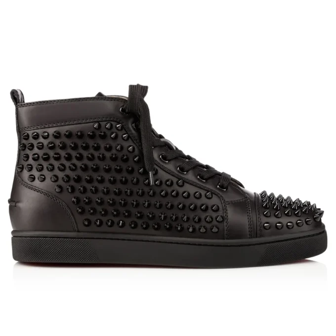 Louis – Zapatillas de caña alta – Piel de becerro y tachuelas – Negro – Hombre