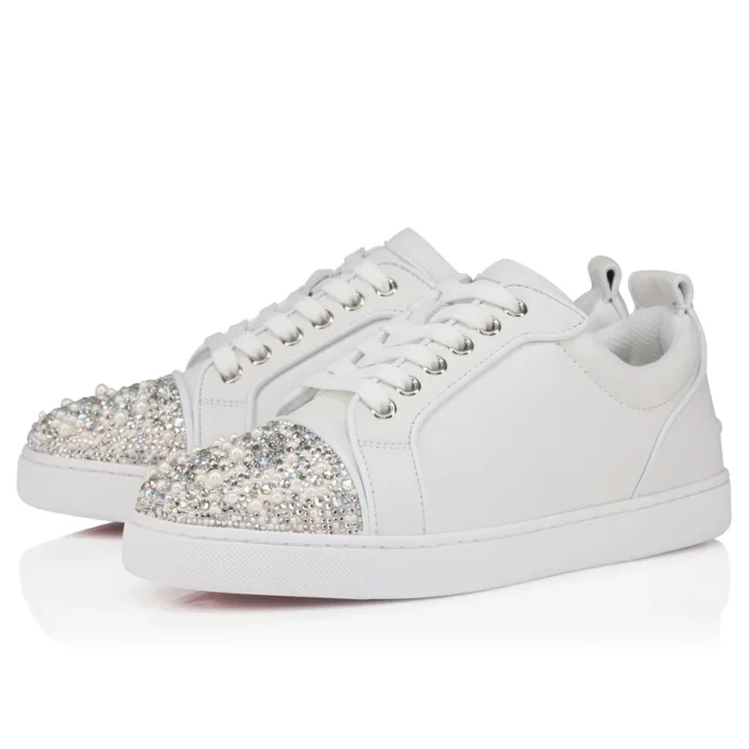 Louise Junior Perla – Zapatillas – Crepé satinado, piel de becerro y perlas – Blanco – Mujer Louise Junior Perla – Zapatillas – Crepé satinado, piel de becerro y perlas – Blanco – Mujer