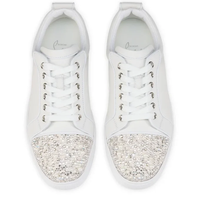 Louise Junior Perla – Zapatillas – Crepé satinado, piel de becerro y perlas – Blanco – Mujer Louise Junior Perla – Zapatillas – Crepé satinado, piel de becerro y perlas – Blanco – Mujer
