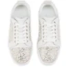 Louiseperla – Zapatillas – Satén crepé, piel de becerro, strass y perlas – Blanco – Mujer