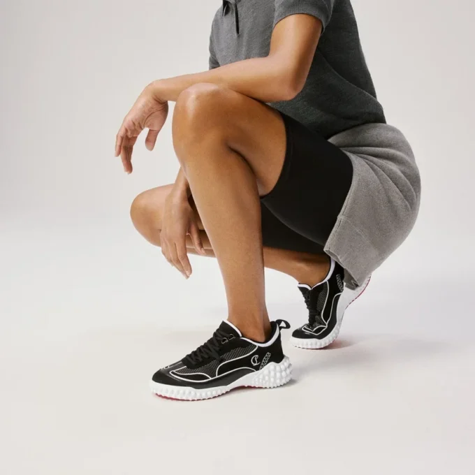 Mara – Zapatillas – Ante de ternero, piel de napa de cordero y malla – Negro – Mujer Mara – Zapatillas – Ante de ternero, piel de napa de cordero y malla – Negro – Mujer