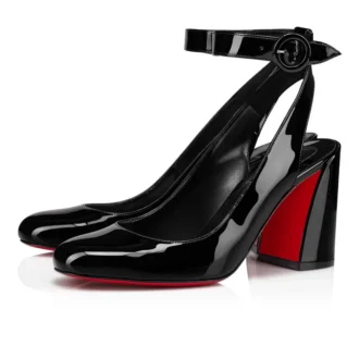 Miss Sab Sling – Zapatos de tacón de 85 mm – Piel de becerro charol – Negro
