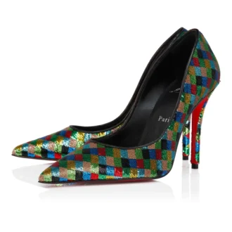 Miss Z Arlequin – Zapatos de tacón de 100 mm – Satén crepé bordado con micro-lentejuelas – Multicolor – Mujer