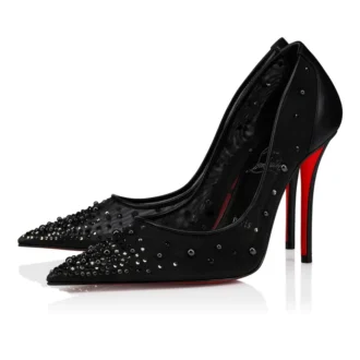 Miss Z Degrastrass Perla – Zapatos de tacón de 100 mm – Malla, piel napa, strass y perlas – Negro – Mujer