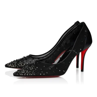 Miss Z Dregrastrass Perla – Zapatos de tacón de 80 mm – Malla, piel napa, strass y perlas – Negro – Mujer