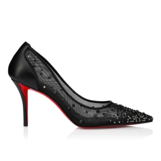 Miss Z Dregrastrass Perla – Zapatos de tacón de 80 mm – Malla, piel napa, strass y perlas – Negro – Mujer