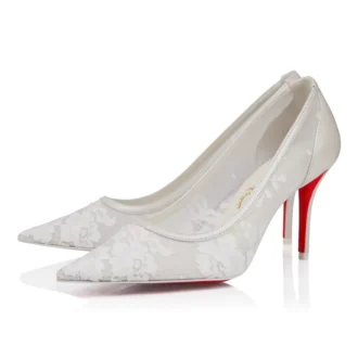 Miss Z Mesh – Zapatos de tacón de 80 mm – Malla y piel napa – Bianco – Mujer