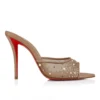 Miss Z Mule Degrasstrass Perla – Mules de 100 mm – Malla, piel napa y perlas – Blush – Mujer