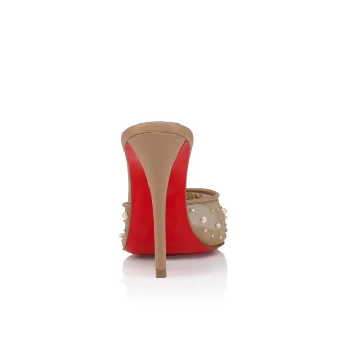 Miss Z Mule Degrasstrass Perla – Mules de 100 mm – Malla, piel napa y perlas – Blush – Mujer