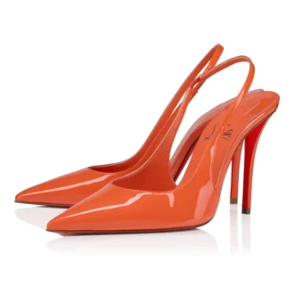 Miss Z Sling Back – Zapatos de tacón con talón abierto de 100 mm – Piel de becerro charol – Caruzo – Mujer