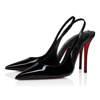 Miss Z Sling Back – Zapatos de tacón con talón abierto de 100 mm – Piel de becerro charol – Negro – Mujer