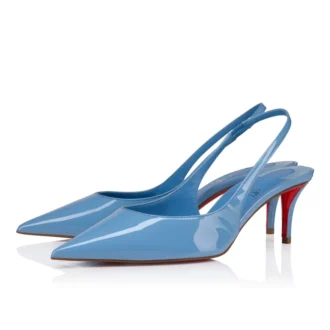Miss Z Sling Back – Zapatos de tacón con talón abierto de 60 mm – Piel de becerro charol – Ceruleo – Mujer