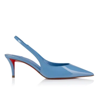 Miss Z Sling Back – Zapatos de tacón con talón abierto de 60 mm – Piel de becerro charol – Ceruleo – Mujer