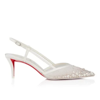 Miss Z Sling Sparkling – Zapatos de tacón con talón abierto de 60 mm – Malla y strass – Versión marfil – Mujer