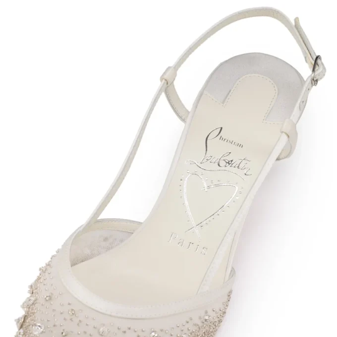 Miss Z Sling Sparkling – Zapatos de tacón con talón abierto de 60 mm – Malla y strass – Versión marfil – Mujer