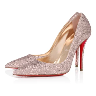Miss Z Strass – Zapatos de tacón de 100 mm – Ante y strass – Rosa vintage – Mujer