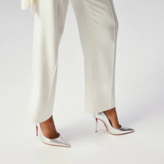 Miss Z – Zapatos de tacón de 100 mm – Piel napa laminada – Plata – Mujer