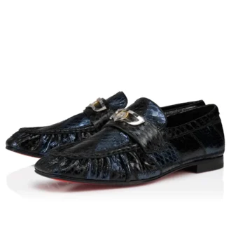 Mocallista – Mocasines – Cuero de serpiente de agua en patchwork – Negro – Mujer