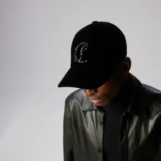 Mooncrest Stones – Gorra de béisbol – Terciopelo y strass – Negro