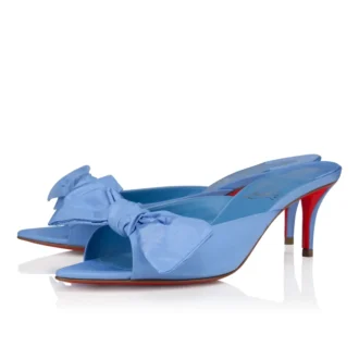 Mulazee – Mules de 60 mm – Tafetán de seda – Ceruleo – Mujer