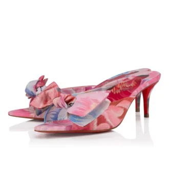 Mulazee – Mules de 60 mm – Tejido chino estampado de peonías – Multicolor – Mujer