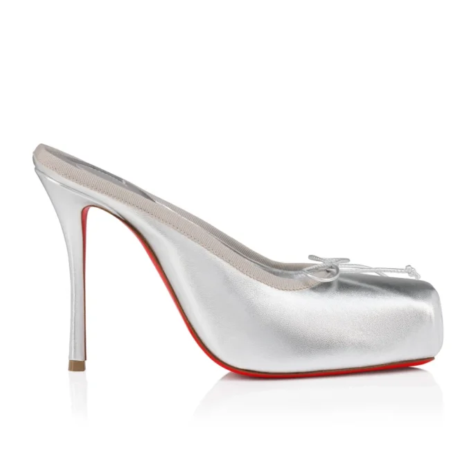 Mule Cassia – Mules de 100 mm – Piel de cordero napa laminada – Plata – Mujer Mule Cassia – Mules de 100 mm – Piel de cordero napa laminada – Plata – Mujer
