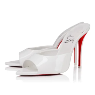 Mule Miss Z – Mules de 100 mm – Piel de becerro charol – Bianco – Mujer