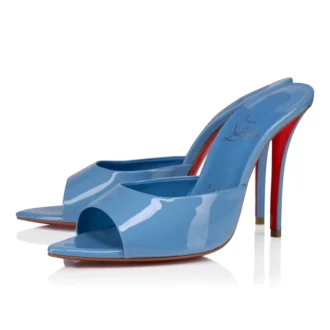 Mule Miss Z – Mules de 100 mm – Piel de becerro charol – Ceruleo – Mujer