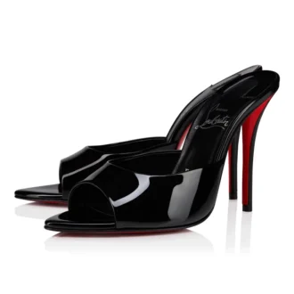 Mule Miss Z – Mules de 100 mm – Piel de becerro charol – Negro – Mujer