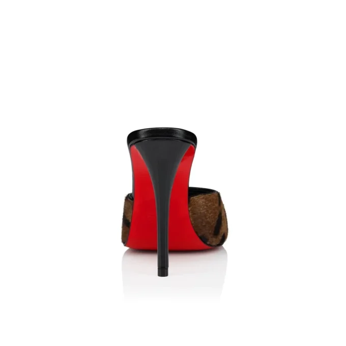 Mule Miss Z – Mules de 100 mm – Piel de becerro peluda estampada «Bengali», piel de cabrito y piel brillante – Marrón – Mujer Mule Miss Z – Mules de 100 mm – Piel de becerro peluda estampada «Bengali», piel de cabrito y piel brillante – Marrón – Mujer