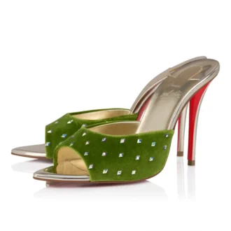 Mules Miss Z con rombos de strass – Mules de 100 mm – Terciopelo y strass – Haiiro – Mujer