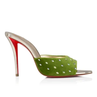 Mules Miss Z con rombos de strass – Mules de 100 mm – Terciopelo y strass – Haiiro – Mujer