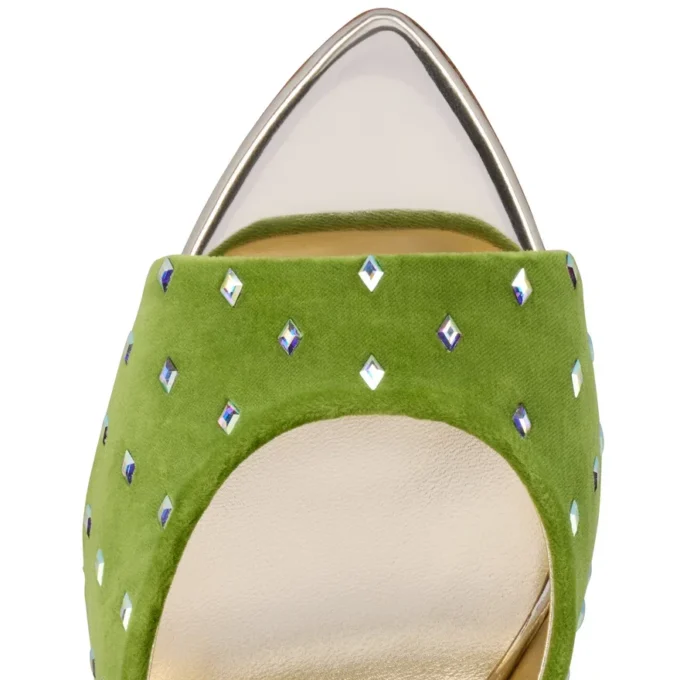 Mules Miss Z con rombos de strass – Mules de 100 mm – Terciopelo y strass – Haiiro – Mujer Mules Miss Z con rombos de strass – Mules de 100 mm – Terciopelo y strass – Haiiro – Mujer