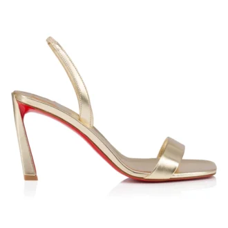 O Condora – Sandalias de tiras de 85 mm – Piel napa laminada – Platino – Mujer