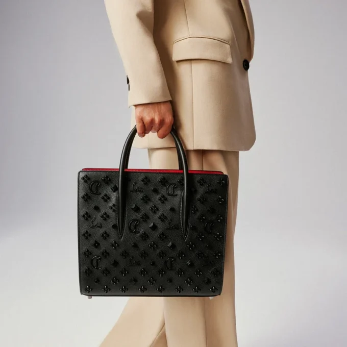 Paloma mediana – Bolso de Asa Superior – Piel de becerro granulada y tachuelas Loubinthesky – Negro Paloma mediana – Bolso de Asa Superior – Piel de becerro granulada y tachuelas Loubinthesky – Negro
