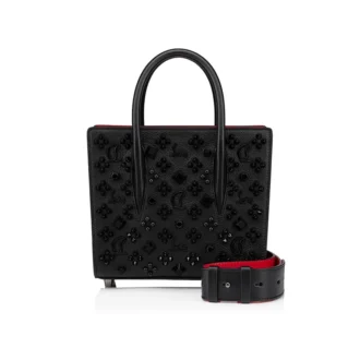 Paloma Mini – Bolso de Asa Superior – Piel de becerro granulada y tachuelas Loubinthesky – Negro