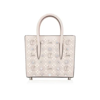 Paloma Mini – Bolsos de Asa Superior – Piel de becerro granulada y tachuelas Loubinthesky – Leche