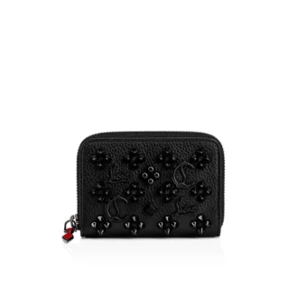 Panettone – Monedero – Piel de becerro granulada y tachuelas Loubinthesky – Negro