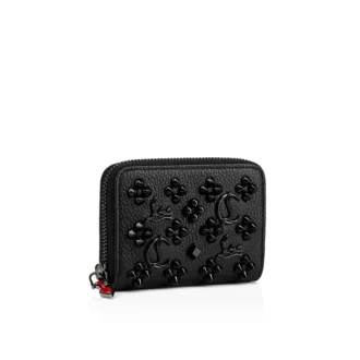 Panettone – Monedero – Piel de becerro granulada y tachuelas Loubinthesky – Negro