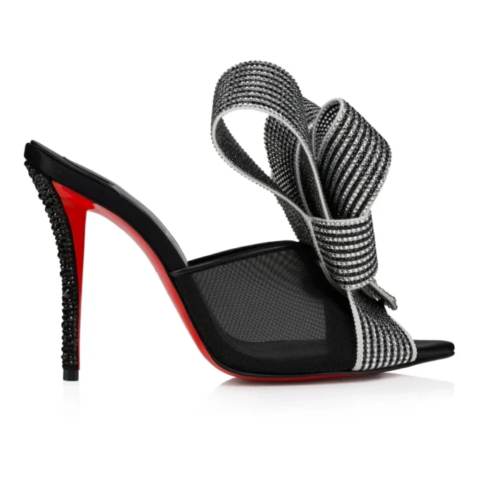 Pellicola – Sandalias de 100 mm – Piel de cordero napa, satén crepé y malla – Negro – Mujer Pellicola – Sandalias de 100 mm – Piel de cordero napa, satén crepé y malla – Negro – Mujer